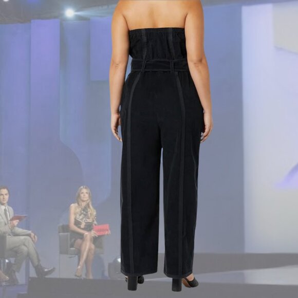 NWT MAKING THE CUT - Deconstructed Halter Jumpsuit Corduroy - Black - S  |  M - Picture 3 of 6
